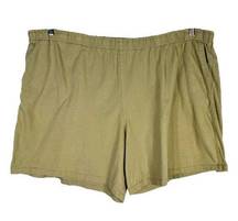 Fruit of the Loom Plus Sz 4XL Shorts Green Tan Cotton Elastic Waist Pockets 1260