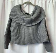Forever 21 F21 Solid Gray Y2K Off the Shoulder Baggy Pullover Sweater Size Medium