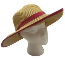 Sun N Sand French Laundry Wide Brim Backless Paper Braid With Fuchsia Ribbon Hat