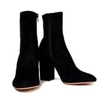 Valentino • Stretch-Suede Sock Boots ankle booties block heeled zip leather