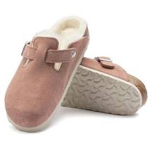 Birkenstock Boston Shearling Clogs in Pink Clay