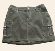 Green Cargo Skirt Womens Size 0 Y2K Grunge