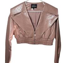 Rehab Lab Pink Faux Leather Cropped Jacket Size Large