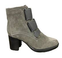 Valdini Womens US 7 Jenny Ankle Boot Gray Suede Chunky Heel Strap Shoe BRAND NEW