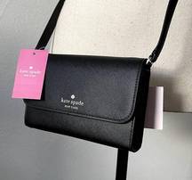 Kate Spade NWT  Brynn Black Leather Crossbody Purse Foldover Small Handbag
