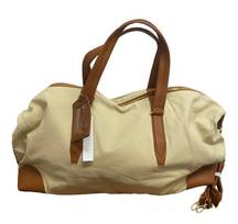 NWT Henny + Lev Canvas Weekender Duffle Bag Large Faux Leather Zip Multipurpose