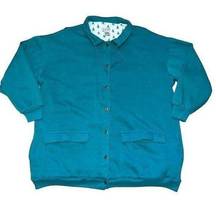 Gloria Vanderbilt Activewear Womens Oversized Button Down Jacket Teal OS EUC