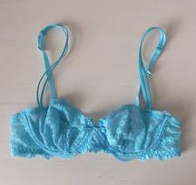 Chantelle light blue lace balconette bra with bow 32B