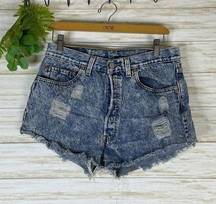 Levi’s Vintage Highwaisted Acidwash Raw Hem Buttonfly  501 Hotpants Short Shorts