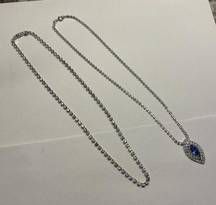 Lot Of 2 Silver Tone / Rhinestone Necklace - Evening / Wedding / Dressup