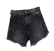 H&M  Ultra High Rise Mom Jeans Black Acid Wash Jean Shorts Denim Size 2 Waist 24"