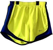 Nike  Women's NeonYellow/Blue Tempo Running Shorts Mesh Trim w/Undershorts SizeS