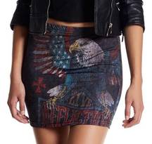 AFFLICTION Skirt Size Medium NWT Eagle Dare Patriotic Y2K Edgy Americana Stretch