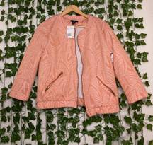 H&M Hm Women’s Orange Print Long Sleeve Blazer Casual Zip Up Jacket Fashion Top