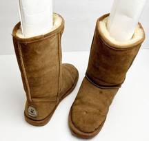 BEARPAW Emma Tan Suede Upper Sheepskin Wool Blend Lining Sheepskin Footbed Boots