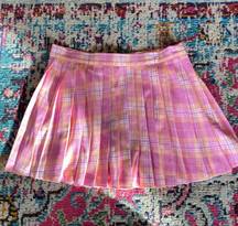 pink plaid skirt