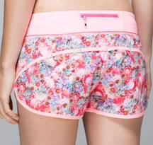 Lululemon Pink “Flowabunga Floral” Speed Up Shorts