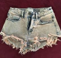 Bull head high-rise short frayed denim shorts size 1