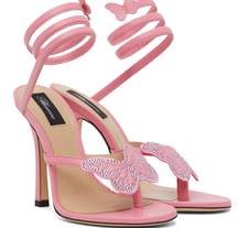 Blumarine Butterfly Spiral Heeled Sandals in Bubblegum