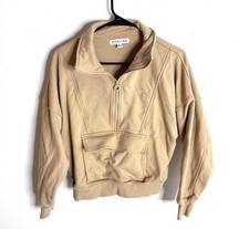 Shona Joy 2 Beige Zip Crop Sweatshirt