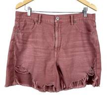 American Eagle  Shorts 14 Highest Rise Mom‎ Pink Mauve Raw Chewed Frayed Hem