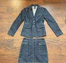 KENNETH COLE blue/black denim mini skirt suit, NWOT