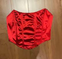 Satin corset style red pointy hem bustier