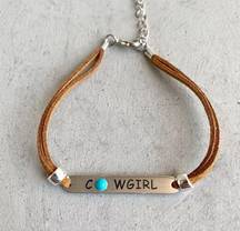 Western Cowgirl Leather Pendant Bracelet