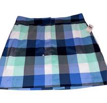 IZOD Golf Women's Size 10 Blue/Green Plaid Athletic Skort with Built-In Shorts