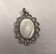 Lia Sophia Etched Mother Of Pearl Halo Pendant