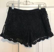 Black  floral/lace/silk shorts.