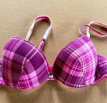 . Purple Plaid Bra Sz 34B