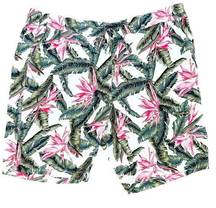 PER SE Bermuda Shorts Womens Plus 3X Hawaiian Floral Linen Blend Pull On Summer