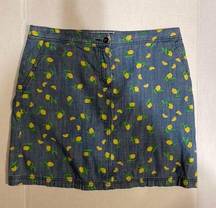 Karen Scott denim skirt with lemon print size 8