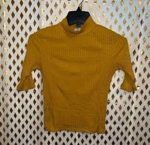 Heart & Hips Hearts & hips turtleneck crop top mid sleeve, mustard yellow ￼