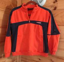 Woolrich AMAZING ORANGE/NAVY BLUE VINTAGE  QUARTER ZIP SWEATSHIRT