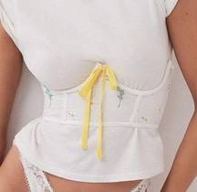 For Love & Lemons Lia Corset Belt XS Daisy Embroidered