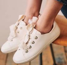 Sezane Jack Trainer White Lace-Up Low Top Sneakers Ecru