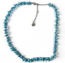 NWOT  Tulum Choker Turquoise Blue Seed Bead Silver Chain Necklace