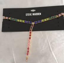NWT Steve Madden Multi-Color Crystals Choker Dangl