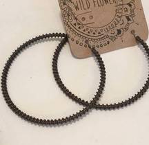 WILD FLOWER NEW CARD antiquey metal  wrapped Hoops