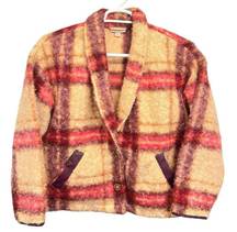 Knox Rose Jacket Maroon Tan Size M Plaid Coat Button Front Tweed Lightweight