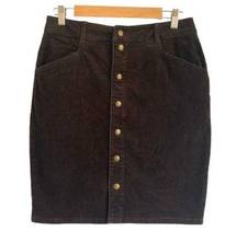 WOOLRICH Penns Wood Corduroy Button Down Front Short Pencil Skirt Brown Brass 4