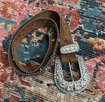 Justin Women Brown Leather Embellished Western Belt