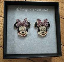 NEW- Disney X Baublebar Minnie Mouse Sparkle Rainbow Bow Earrings