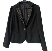 Heart soul studded black fitted blazer jacket