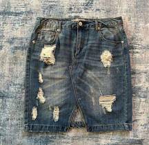 Highway Jeans Distressed Denim Pencil Skirt Size 11