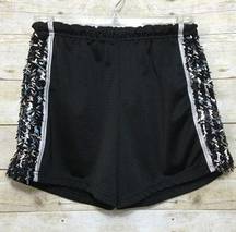 𝅺GIA Mia black mesh sequin cheer dance shorts size S