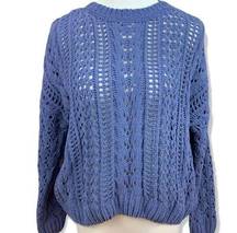 KENDALL & KYLIE open knit chenille style oversized boxy fit sweater in denim xs