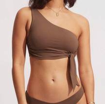 Seafolly One Shoulder bikini top in tiramisu